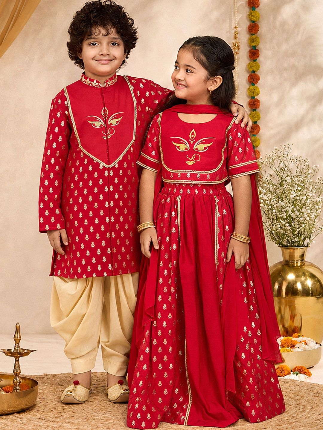 VASTRAMAY Girls Embroidered Ready to Wear Lehenga &-image-44