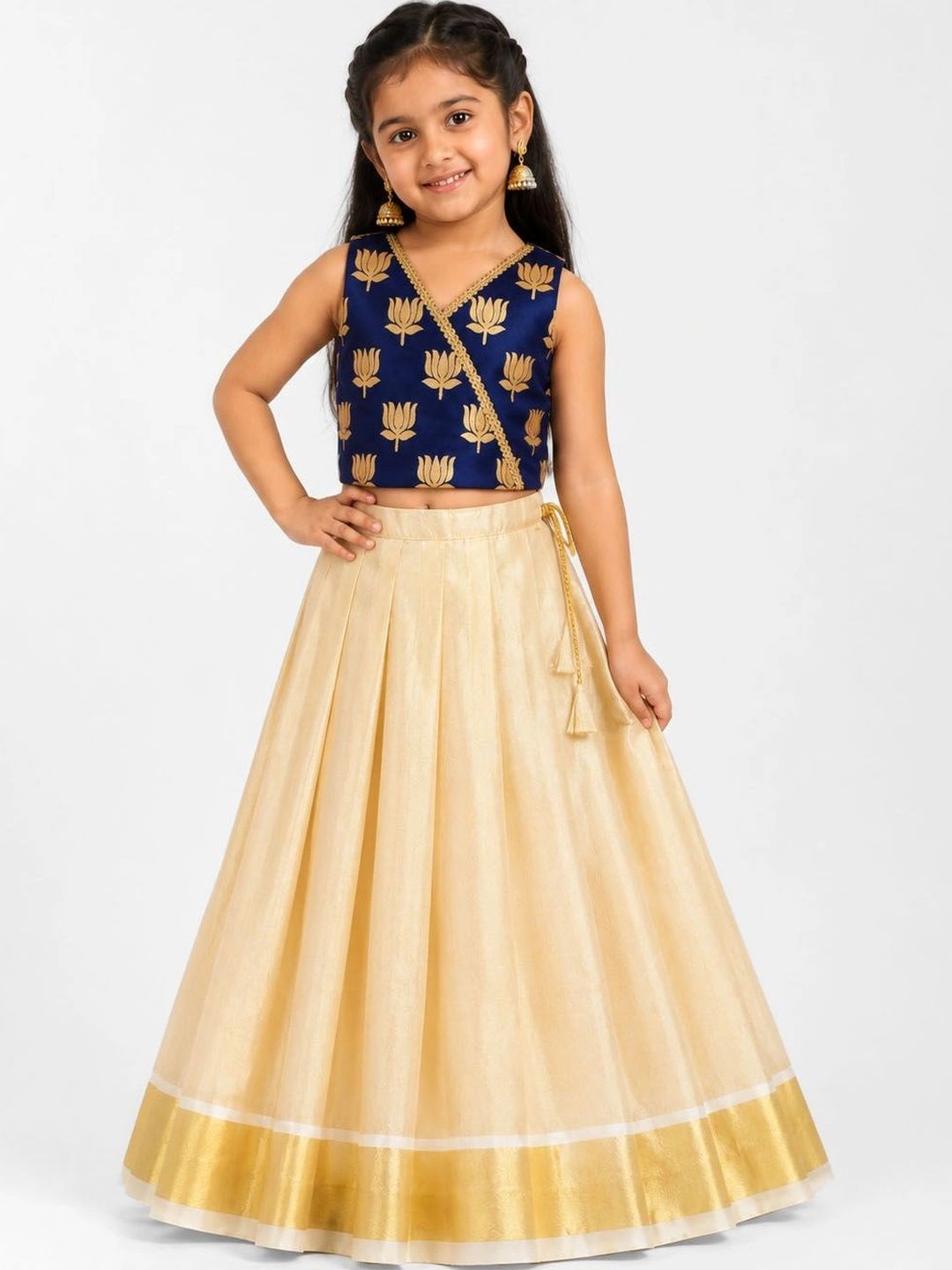 Minipattu Girls Embroidered Ready to Wear Lehenga &-picture-58