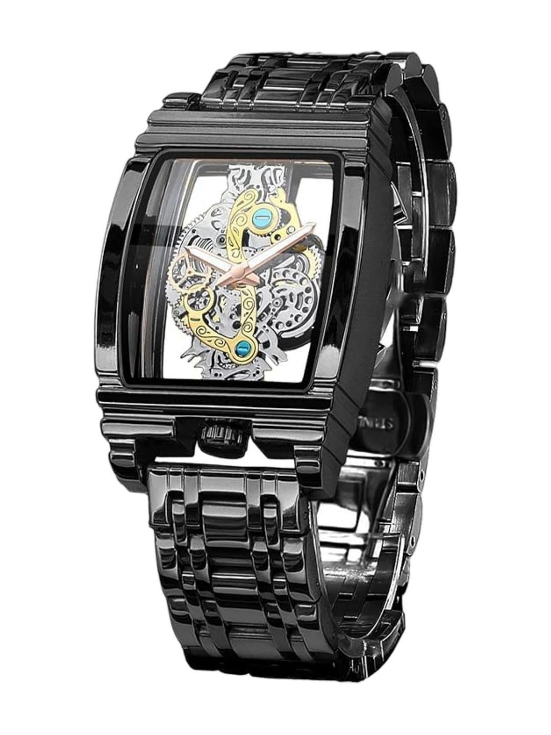 Vondex Men Skeleton Dial & Stainless Steel Bracelet Style Straps Analogue Automatic Watch AUG_PR_-image-26