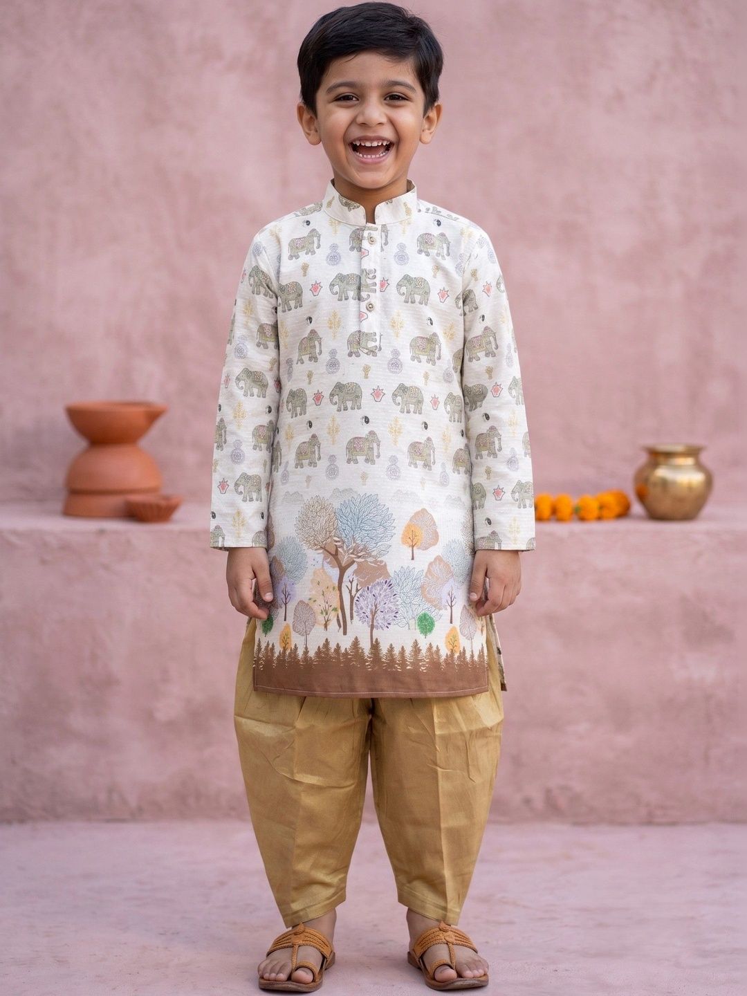 HUMAN CHOICE Boys Ethnic Motifs Printed Regular Kurta with Dhoti Pants-picture-45