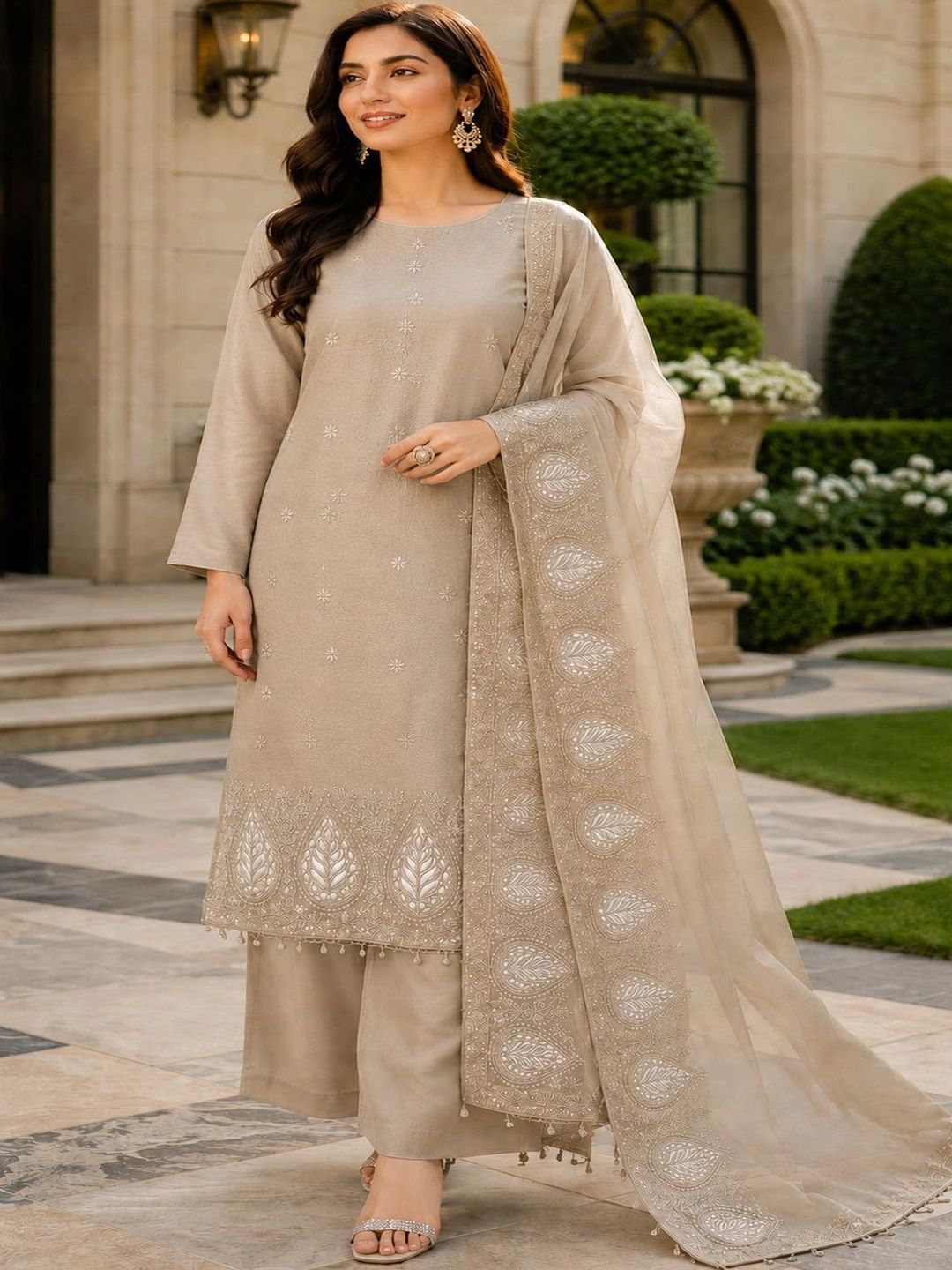 LEBBISKA Silk Crepe Unstitched Dress Material-picture-57