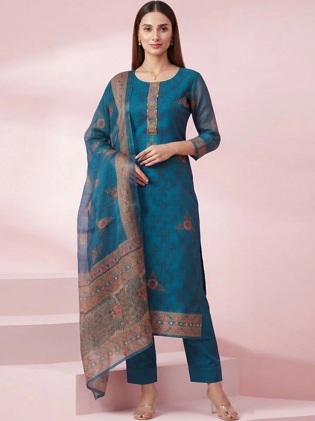 gokurtis Woven Design Chanderi Cotton Blend Handloom Kurti-picture-38