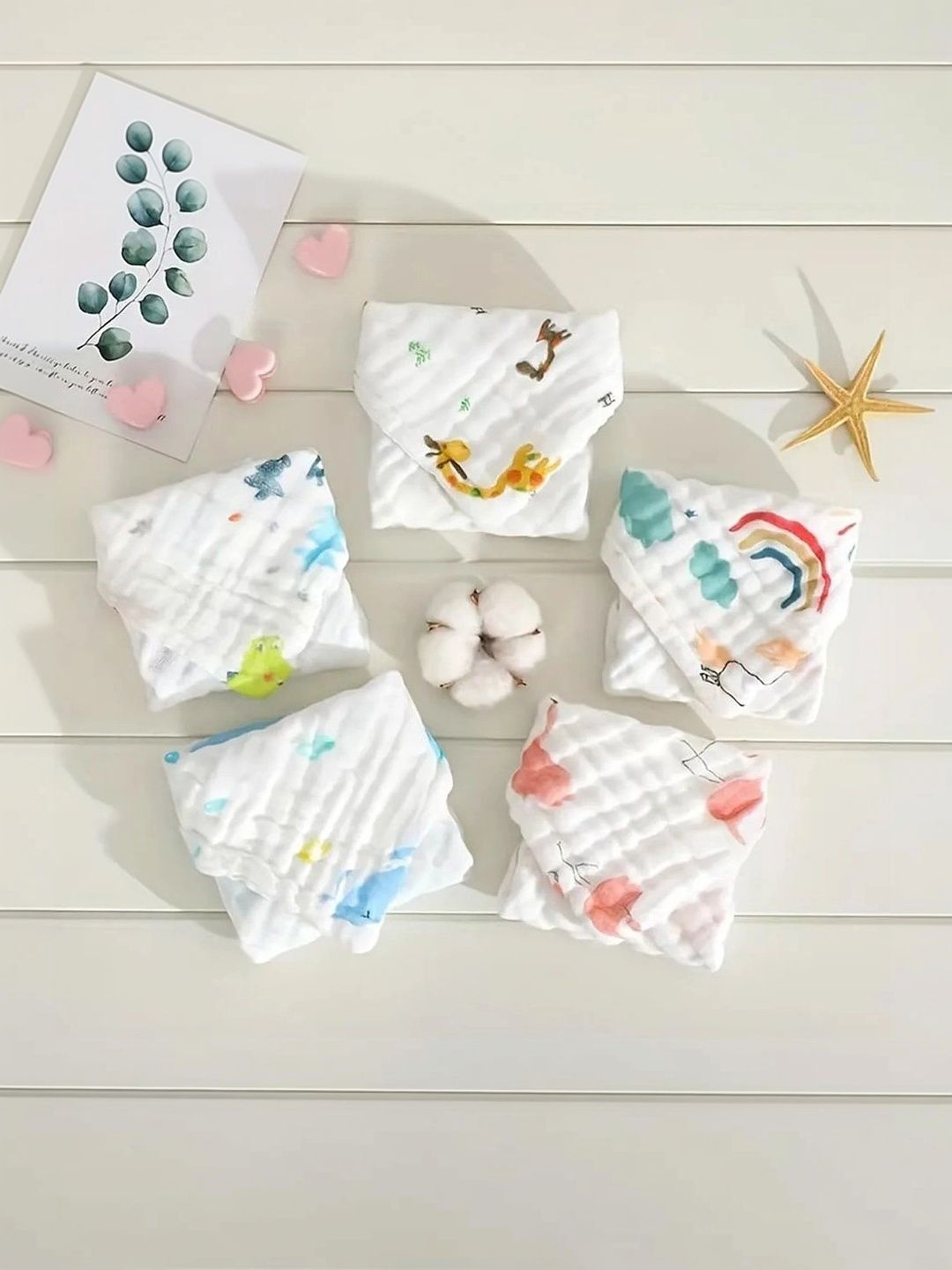 ORTIS GLOBAL TRADE Infant Pack Of 5 Printed Pure Cotton Napkins-picture-42