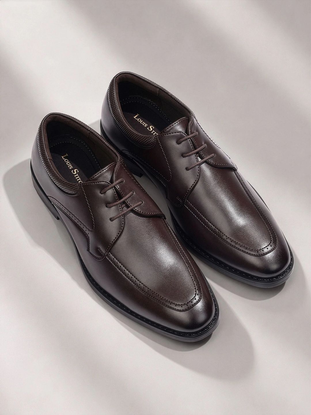LOUIS STITCH Men PU Round Toe Lace-Ups Derbys Formal Shoes-image-10