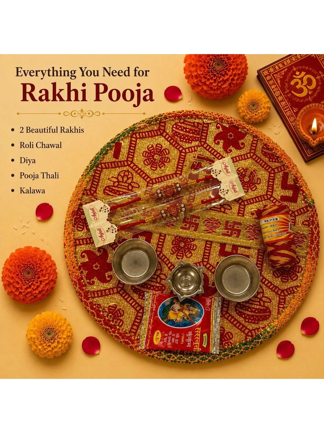 Aura Set Of 2 Rakhi With Pooja Thali-picture-46