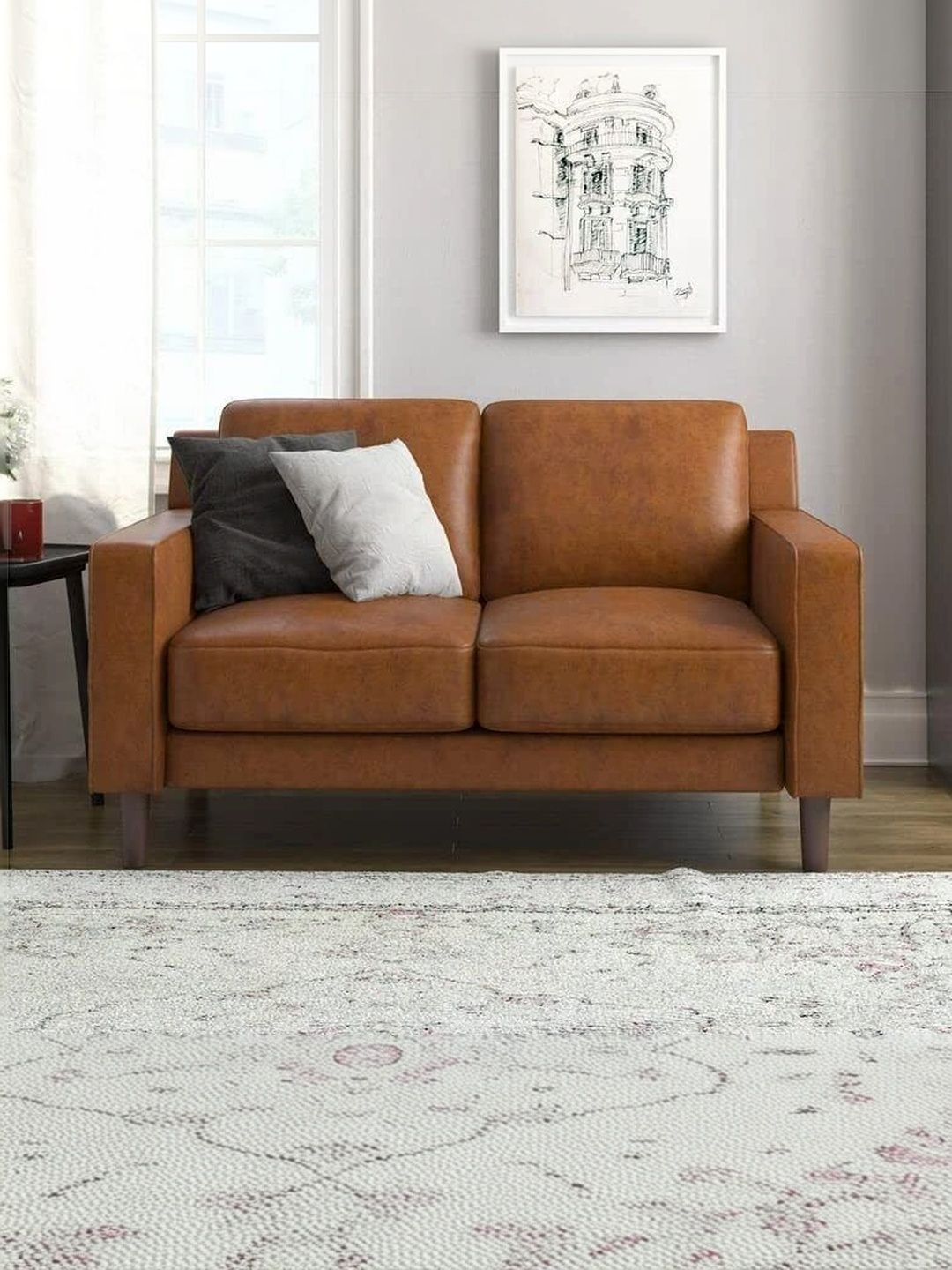 INDIAWOODMART Brown Wooden 2 Seater Sofa-picture-8