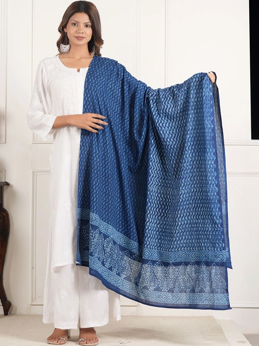 Style Shoes Ethnic Motifs Printed Pure Cotton Block Print Dupatta-image-36
