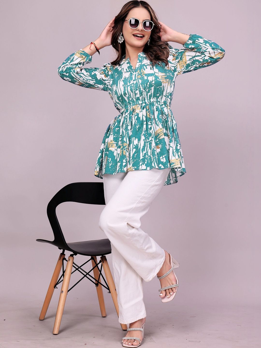 SHAIBO SAREE Mandarin Collar Printed Tunic-picture-28