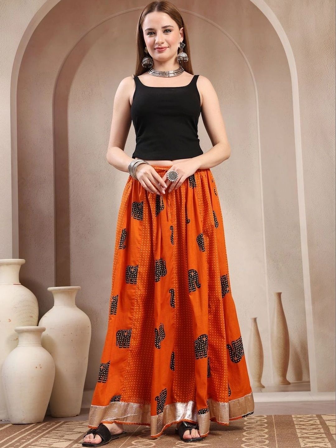 Anouk Women Cotton Cotton Cambric Maxi Flared Skirt-picture-19
