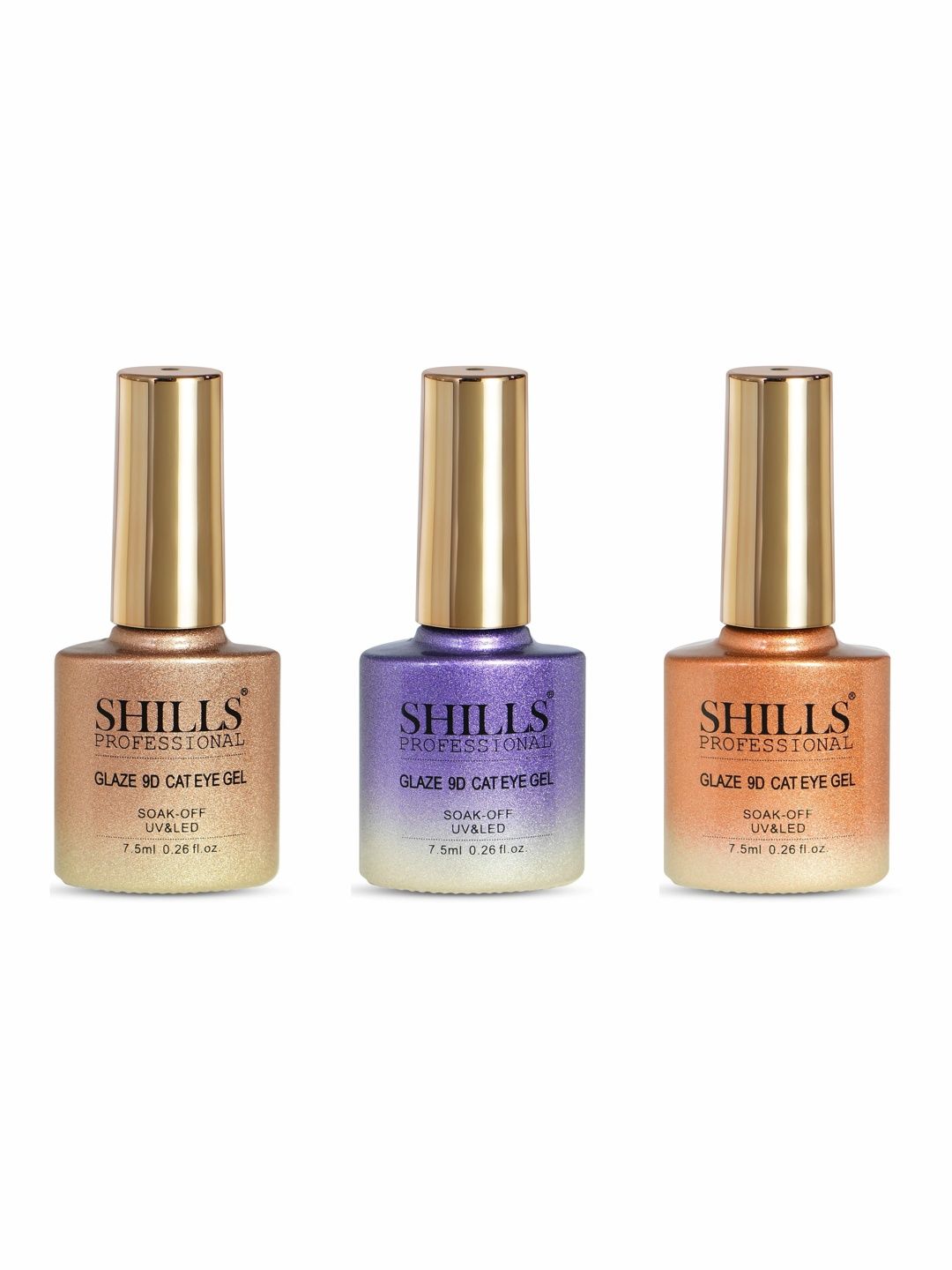 shills professional Set Of 3 Glaze 9D Gel Nail Polish - 7.5 ml Each - 375 - 377 - 385-picture-8