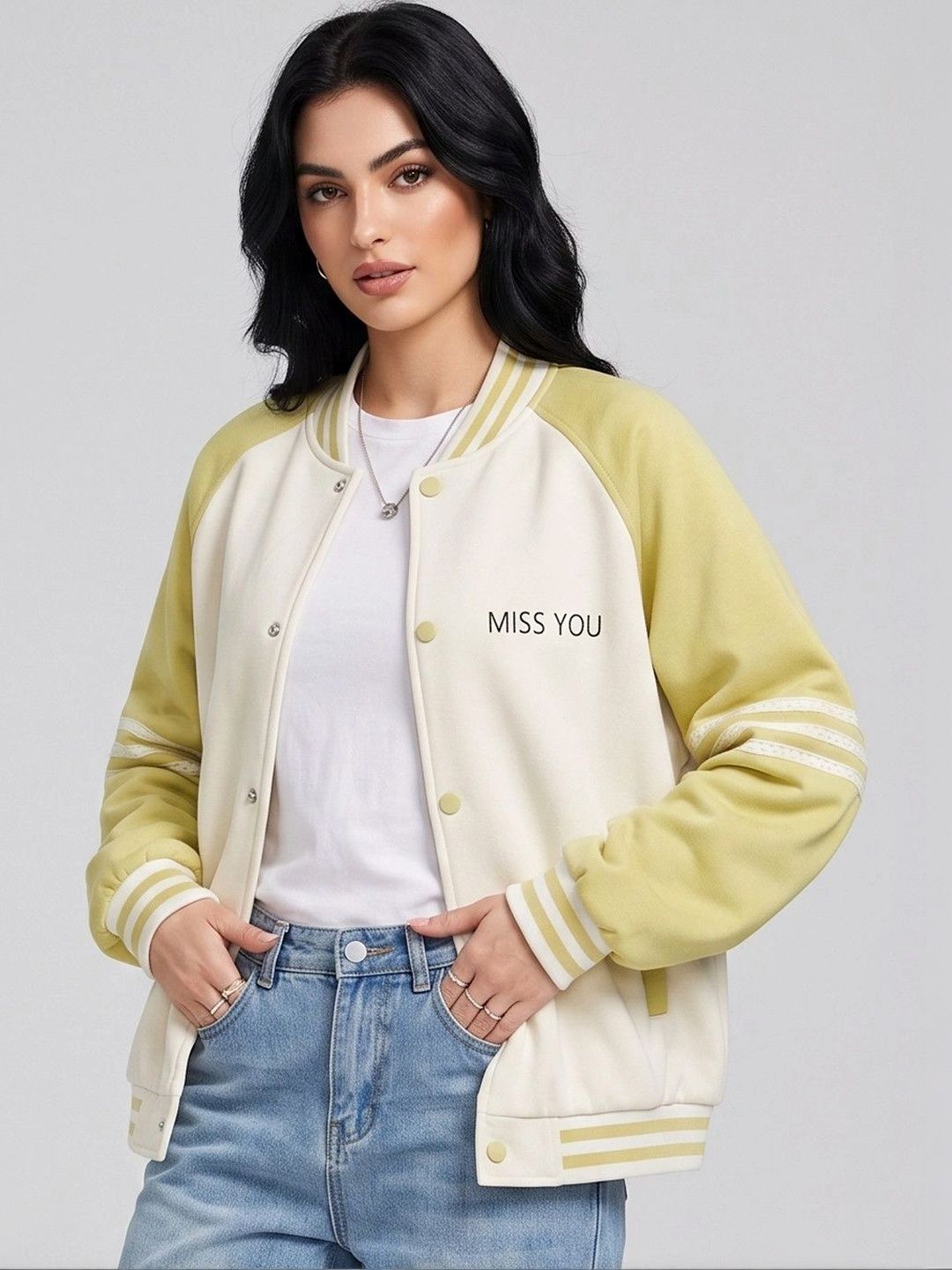 Suo Women Typography Colourblocked Varsity Jacket-picture-29