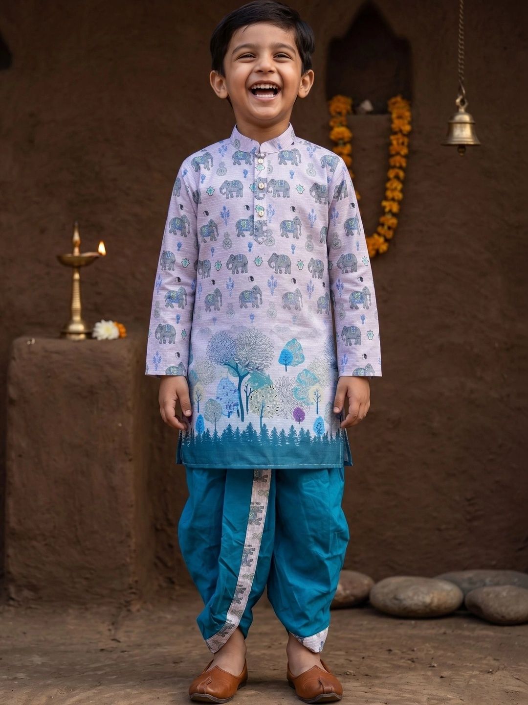 NFC CREATION Boys Ethnic Motifs Printed Regular Kurta with Dhoti Pants-picture-26