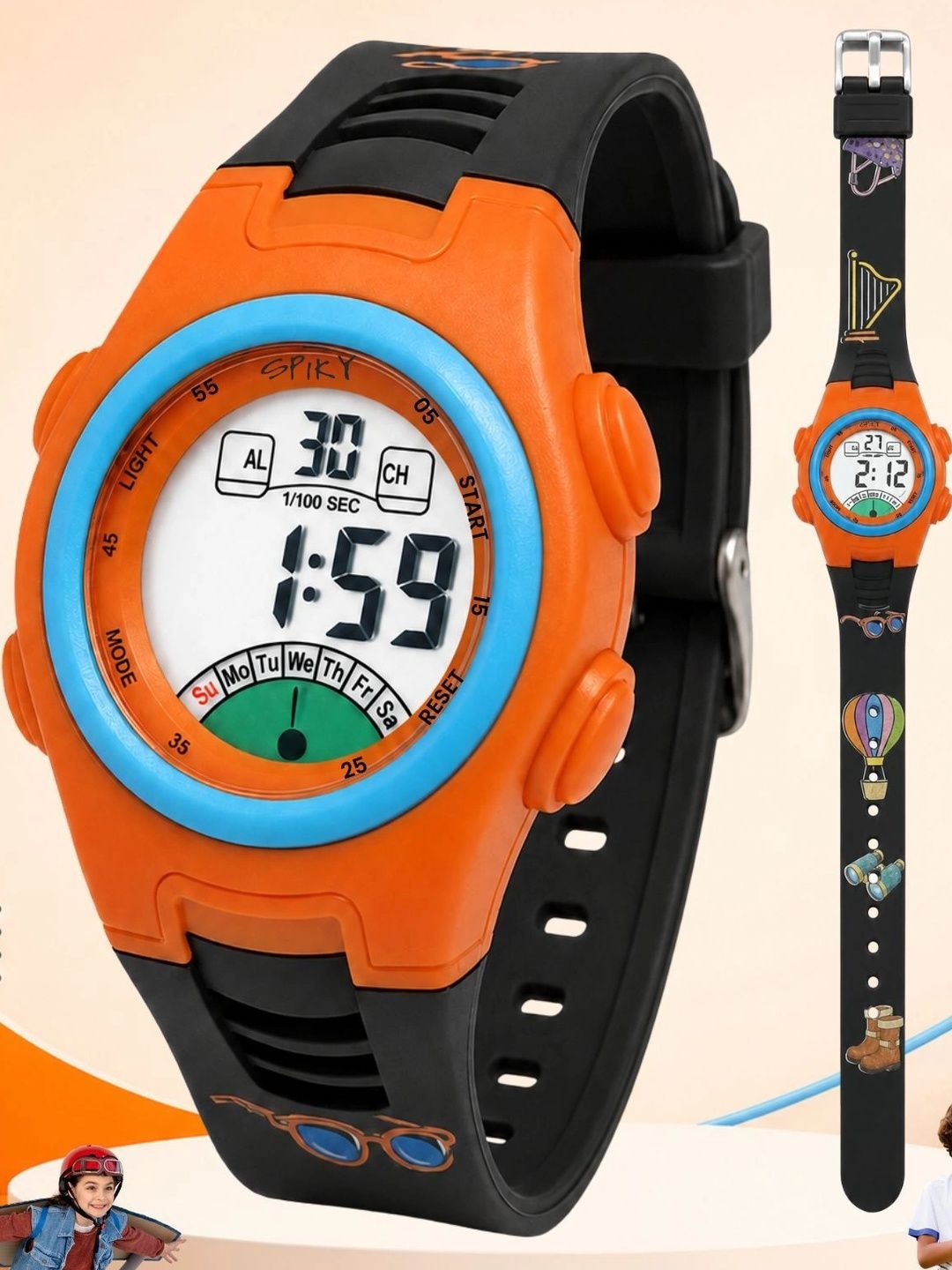 Spiky Unisex Kids Dial & Straps Digital Multi Function Watch SPKEVA52_C2_RED-picture-0