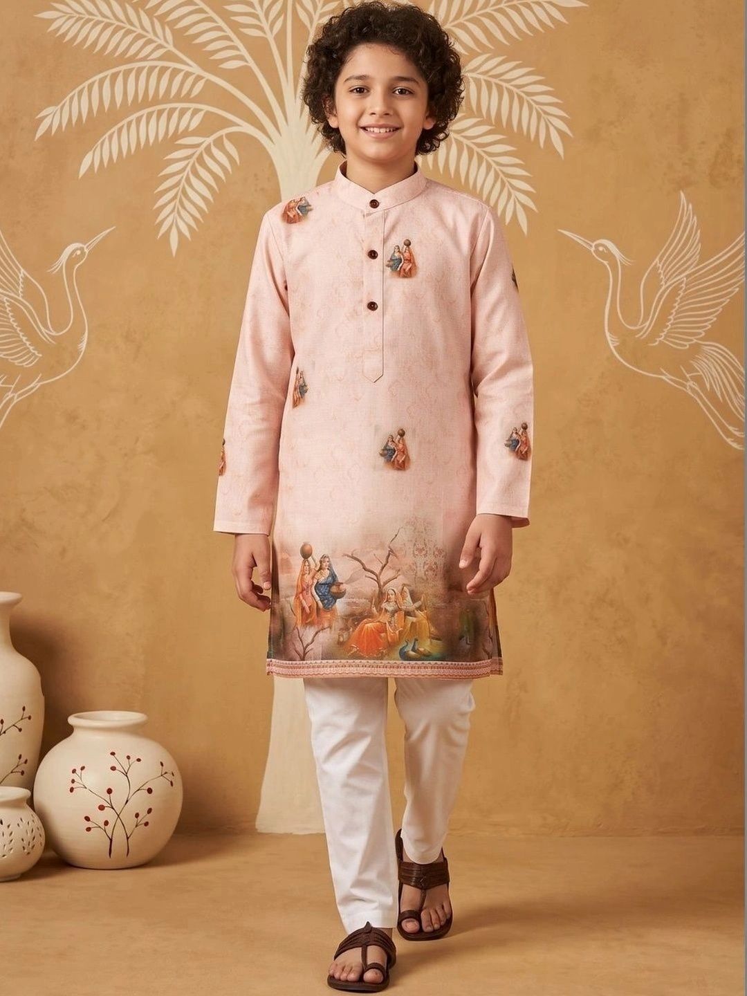 Aj DEZInES Boys Ethnic Motifs Printed Regular Kurta with Pyjamas-picture-34