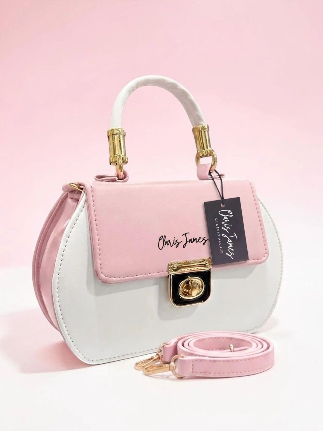 CLARIS JAMES Colourblocked PU Structured Handheld Bag-image-44