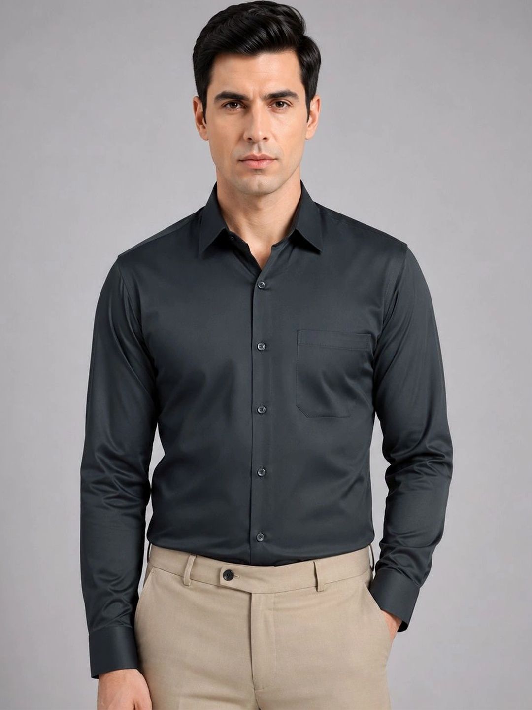 Indian Needle Men's Satin Solid Formal Shirt-picture-32
