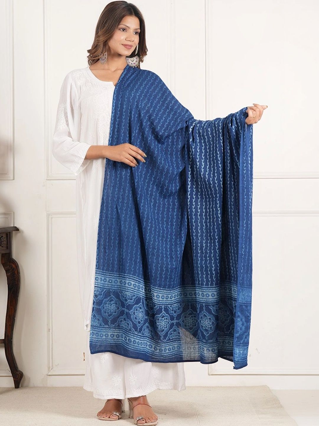 Style Shoes Ethnic Motifs Printed Pure Cotton Block Print Dupatta-image-49