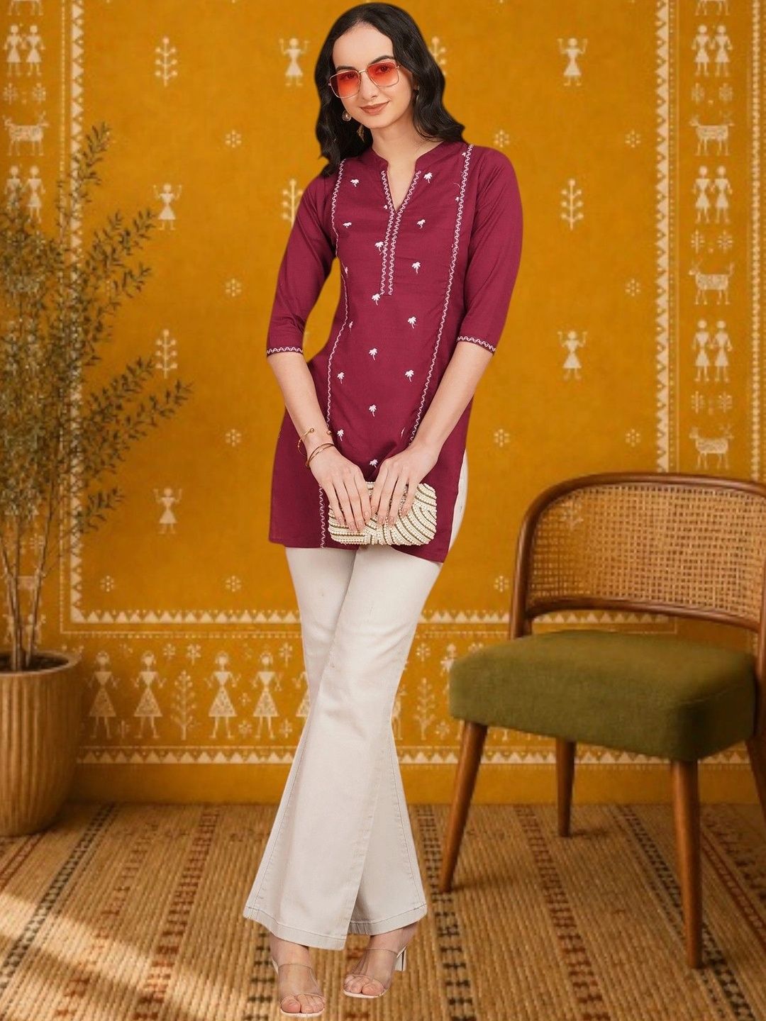 KALINI Embroidered Cotton Blend Top-picture-43