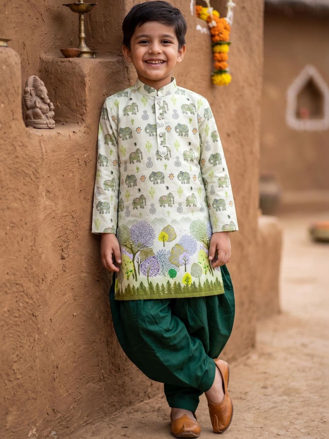 TAKE STYLE Boys Ethnic Motifs Printed Regular Kurta with Dhoti Pants-picture-55