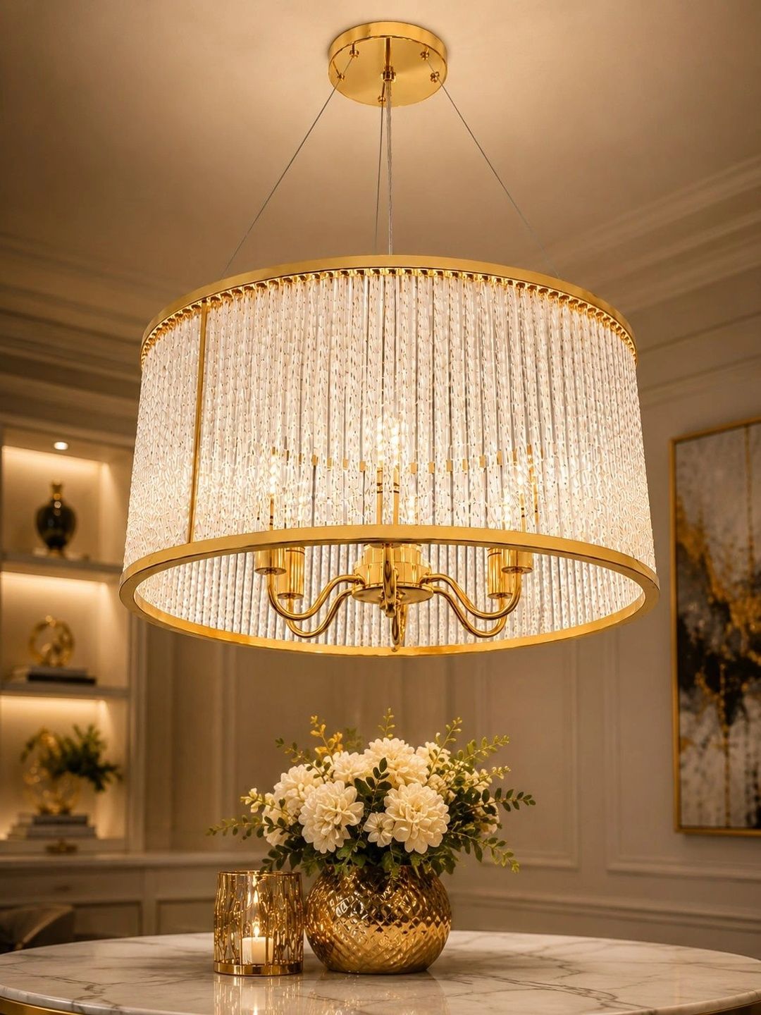 Stello Gold-Toned Textured Contemporary Ceiling Lamp-picture-45