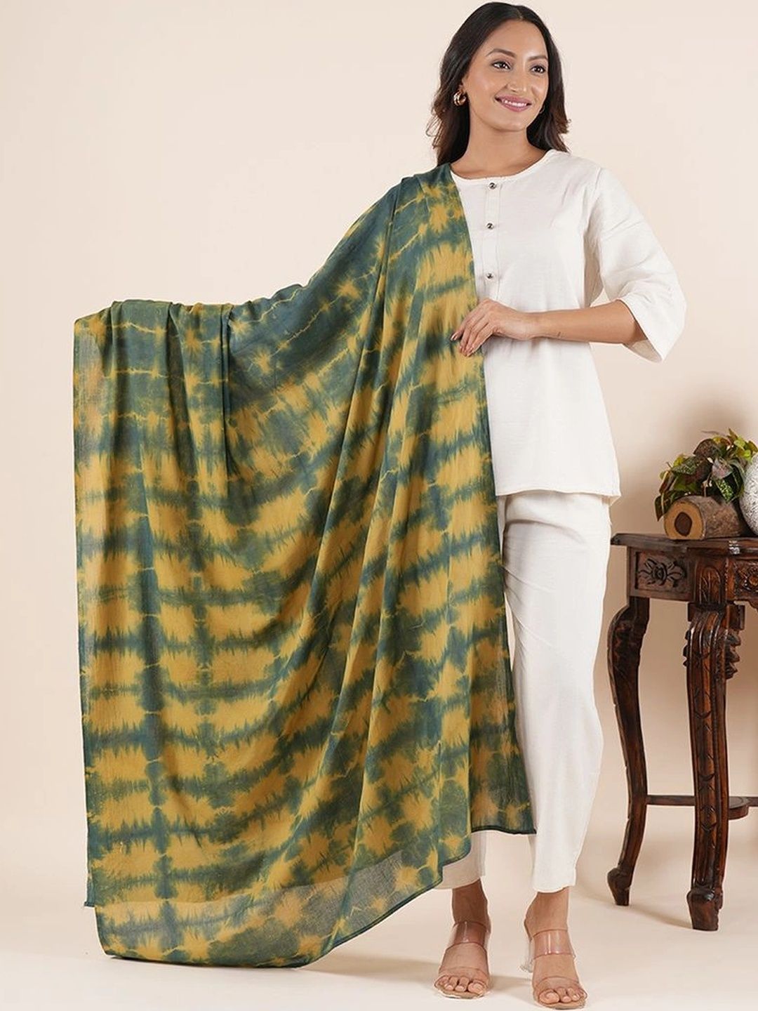 Style Shoes Printed Pure Cotton Tie and Dye Dupatta-image-46
