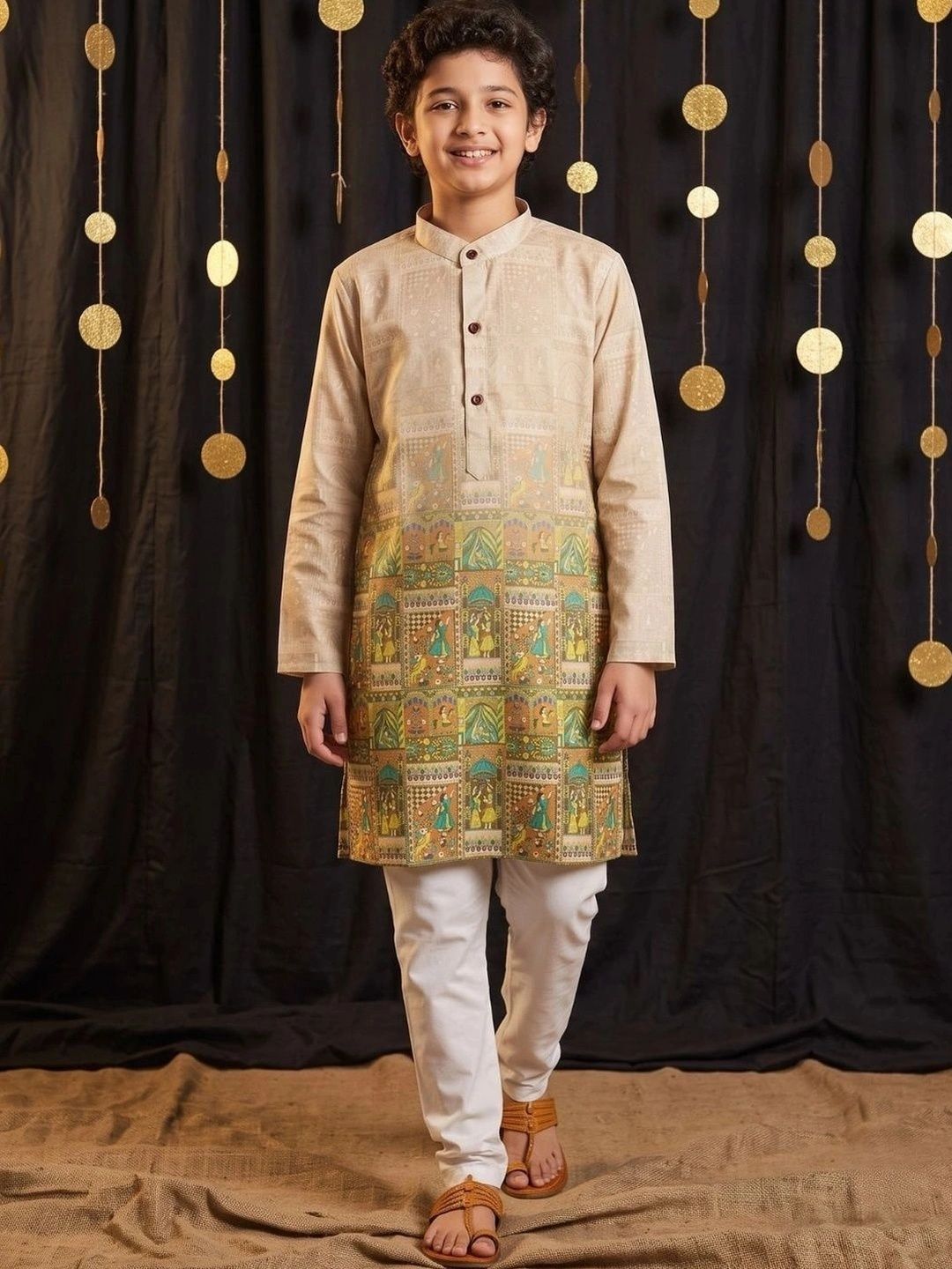 Aj DEZInES Boys Ethnic Motifs Printed Regular Kurta with Pyjamas-picture-23
