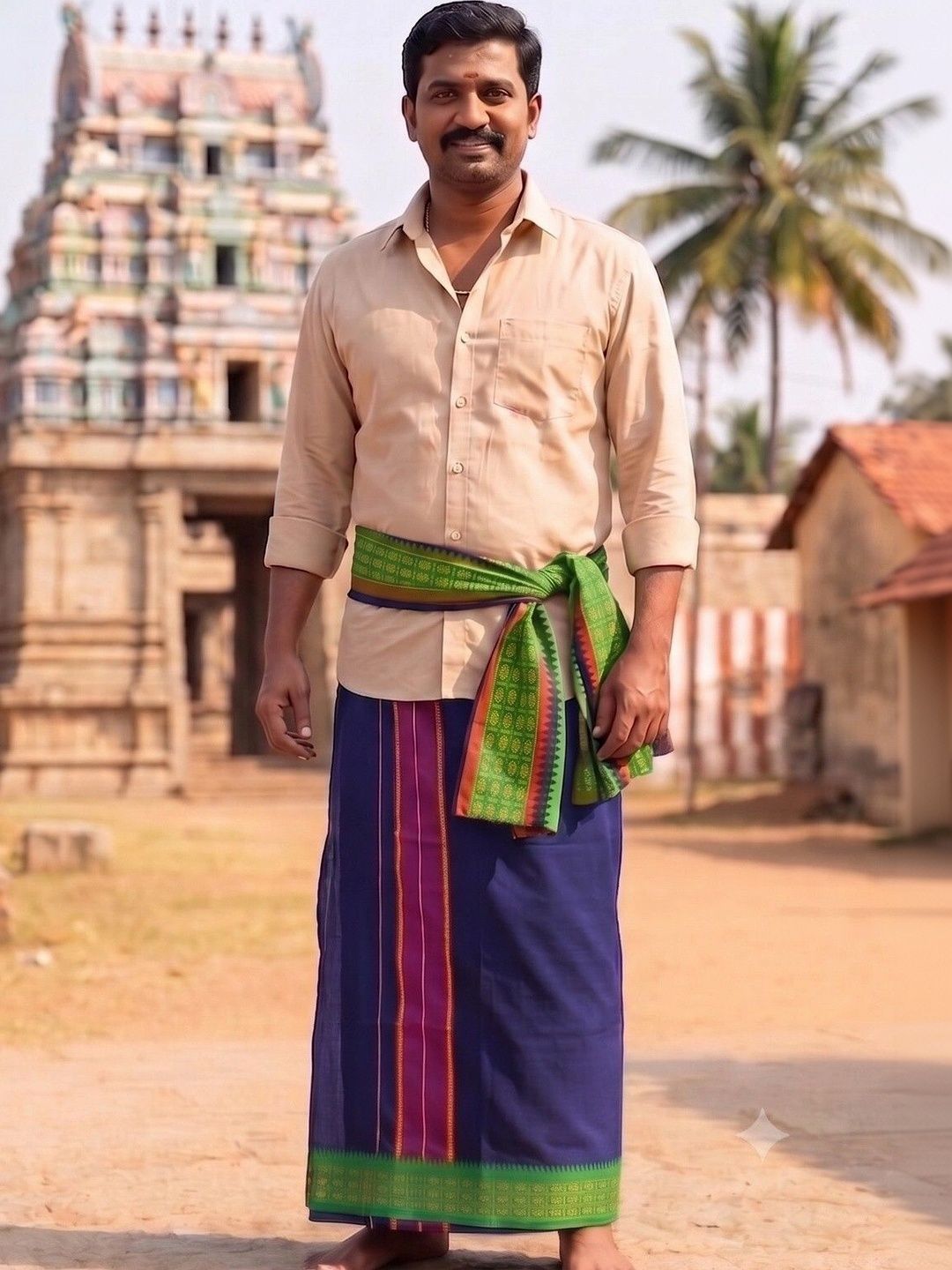 Hornbill Enterprises Men Striped Cotton Dhoti Dhotis-picture-40