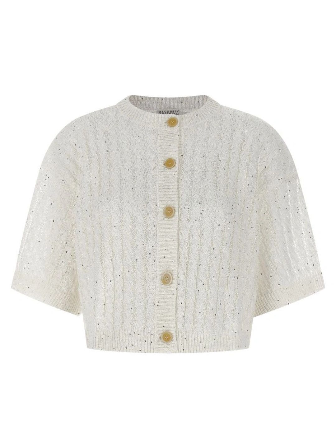 Brunello Cucinelli Women Cable Knit Crop Cardigan with Embellished Detail-picture-22