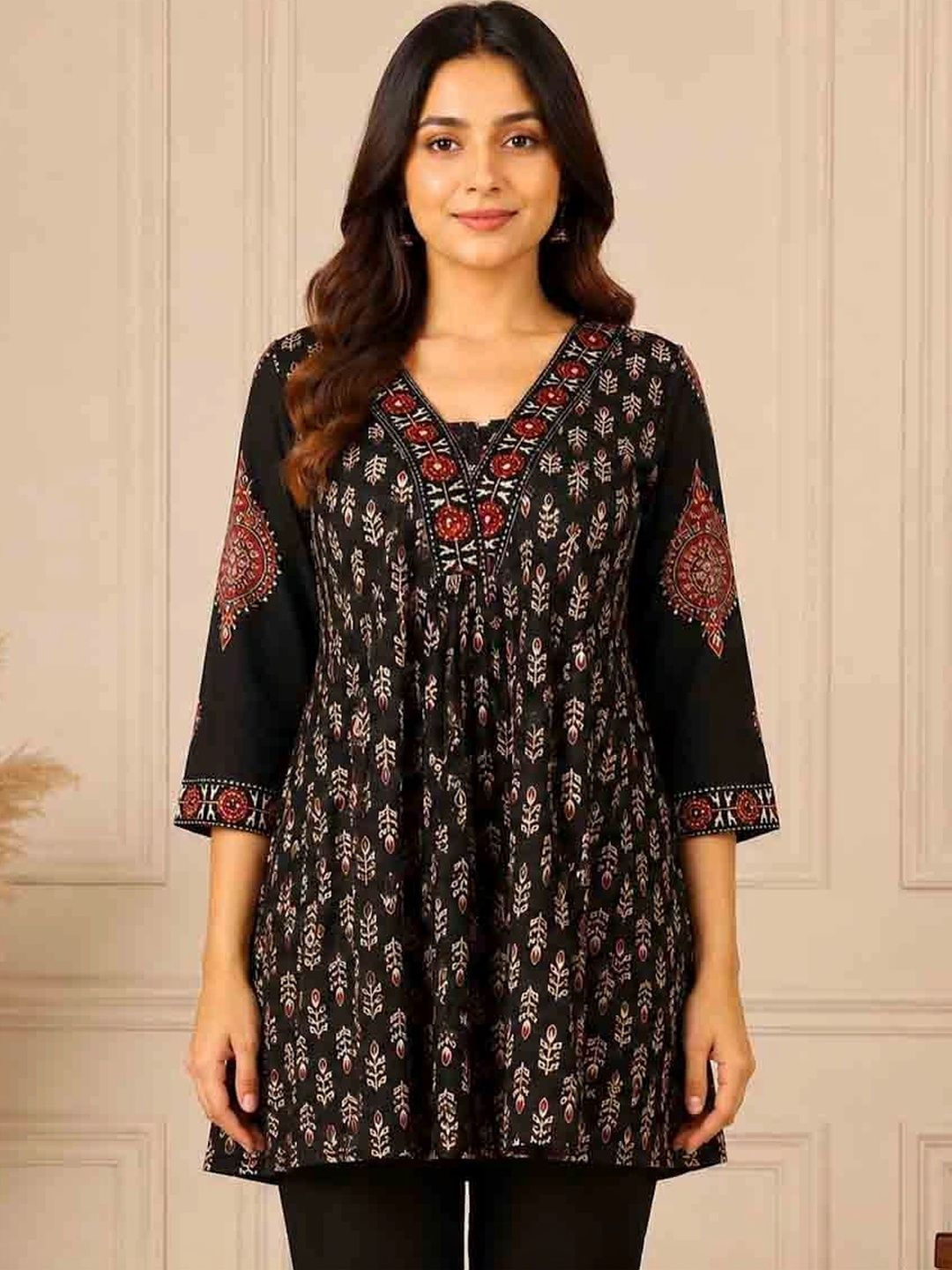 Moda Rapido Print Ethnic Cotton Blend Top-picture-37