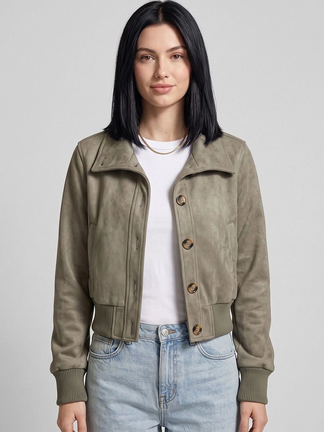 Suo Women Crop Bomber Jacket-picture-47
