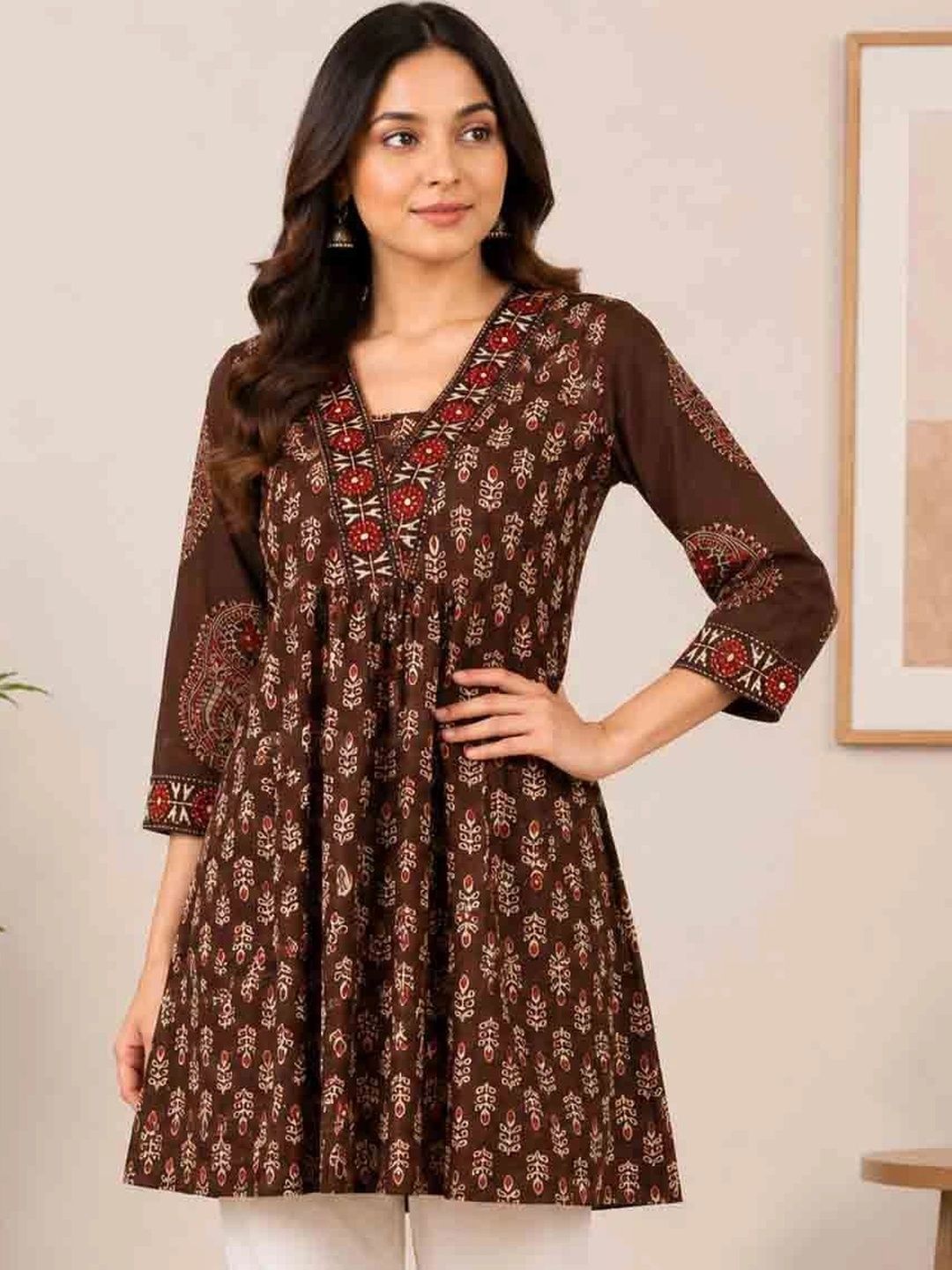 KASIBAA Print Ethnic Cotton Blend Top-picture-51