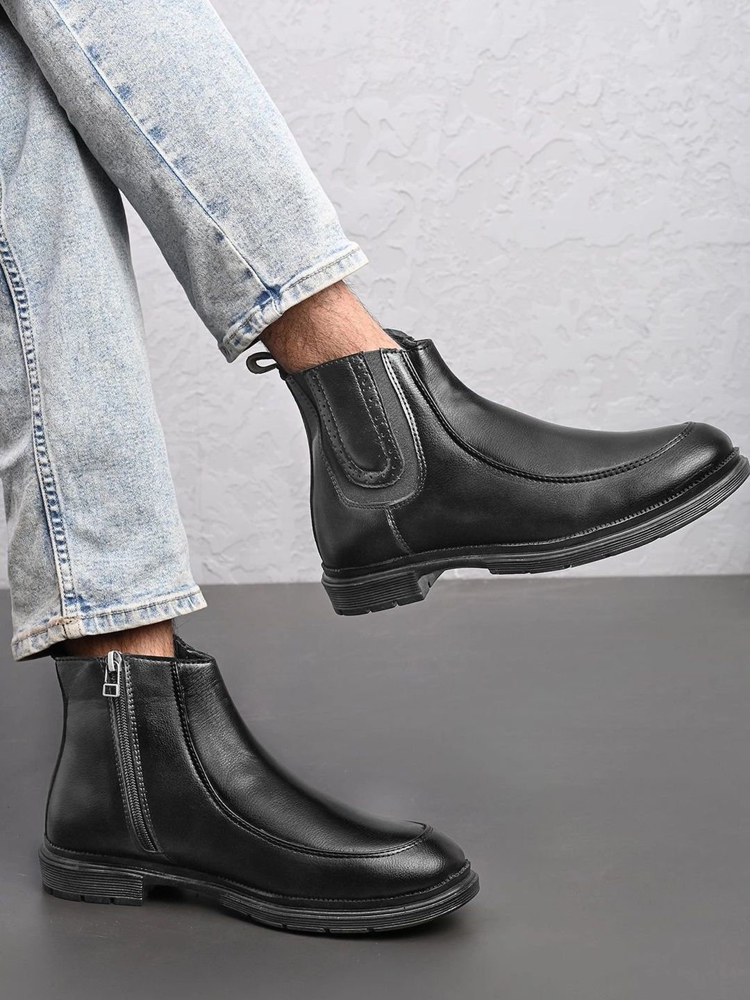 The Roadster Lifestyle Co Men Round Toe Zip Regular Boots-picture-50