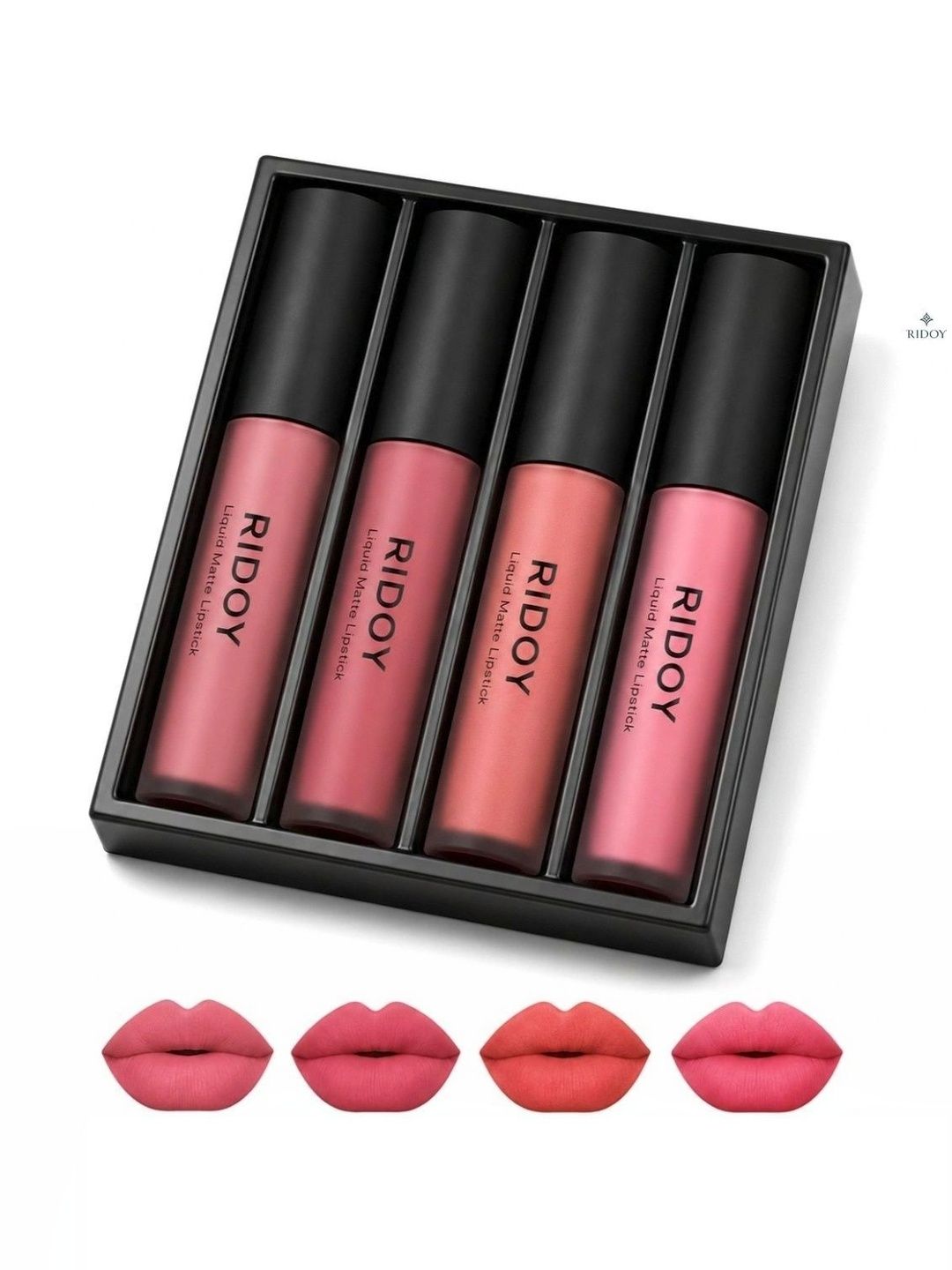 ridoy Set Of 4 Waterproof Liquid Matte Lipstick-3 ml Each - Pink Nude-Rose Nude-Peach Nude-picture-15