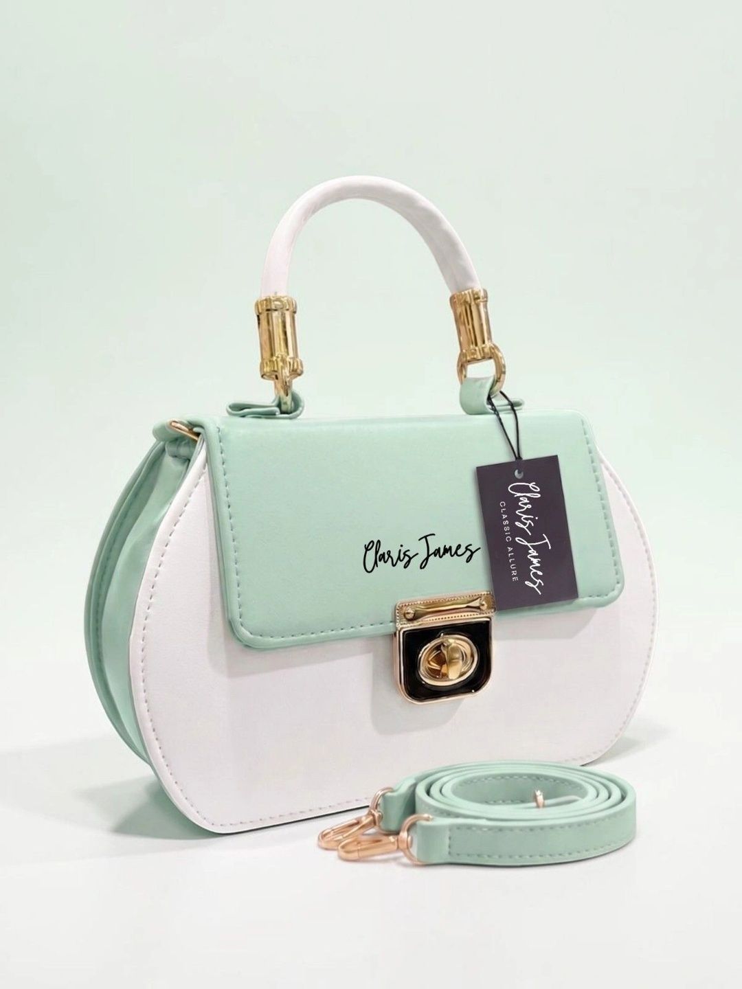 CLARIS JAMES Colourblocked PU Structured Handheld Bag-image-49