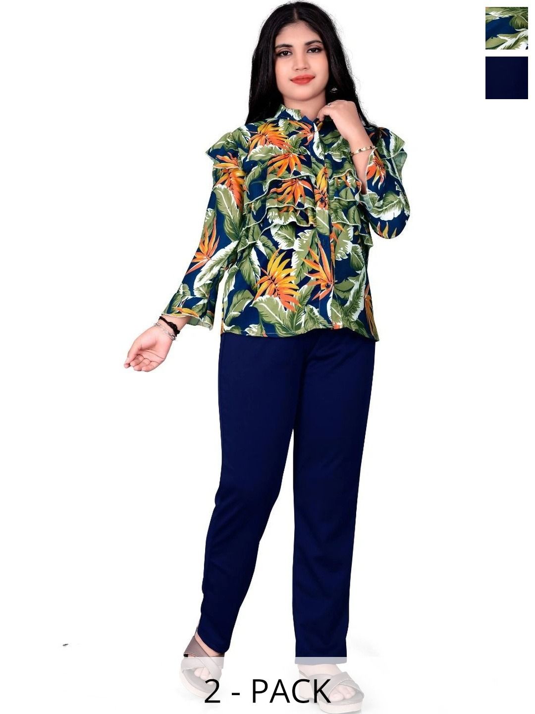 LEERUKA Girls Printed Top with Trousers-image-34