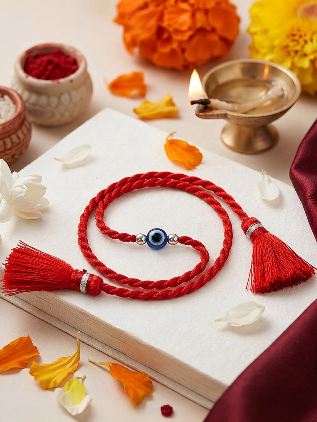 Zavya Men Rhodium-Plated 925 Sterling Silver Evil Eye Rakhi-image-34