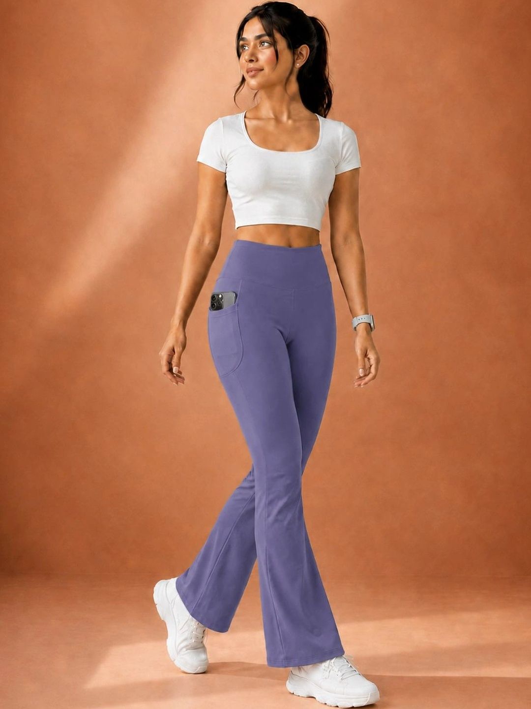 POOJARAN SAREE Stretchable High Waist Bootcut Gym Tights-picture-38