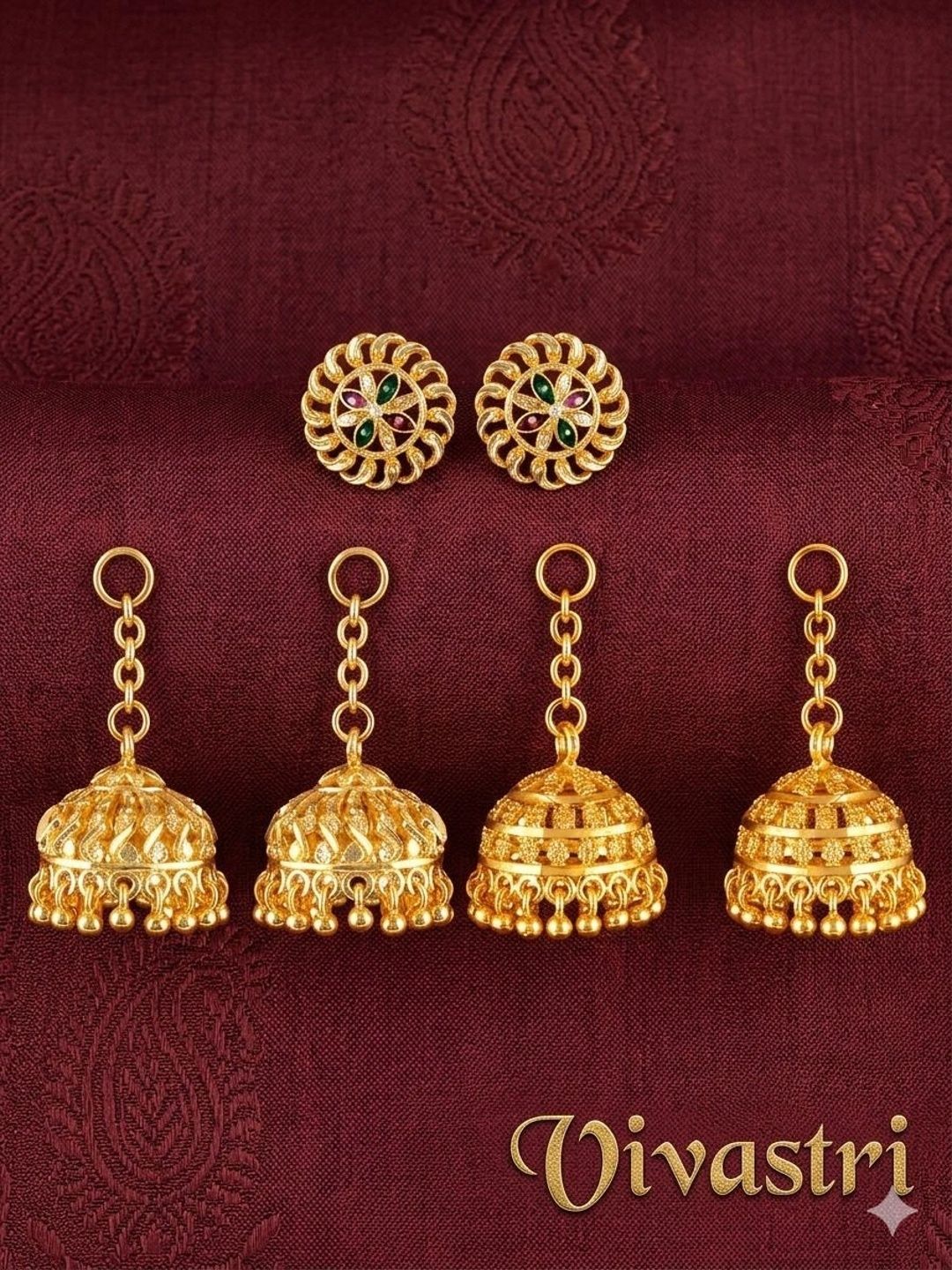VIVASTRI Circular Jhumkas Earrings-picture-19
