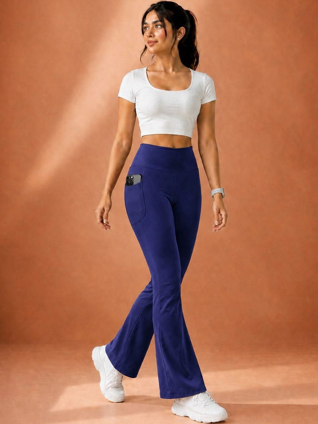 POOJARAN SAREE Stretchable High Waist Bootcut Gym Tights-picture-1