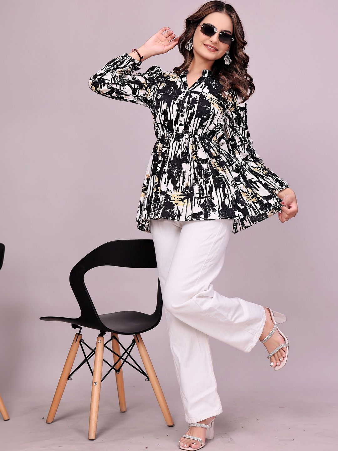 PRIYANSH CREATION Mandarin Collar Printed Tunic-picture-33