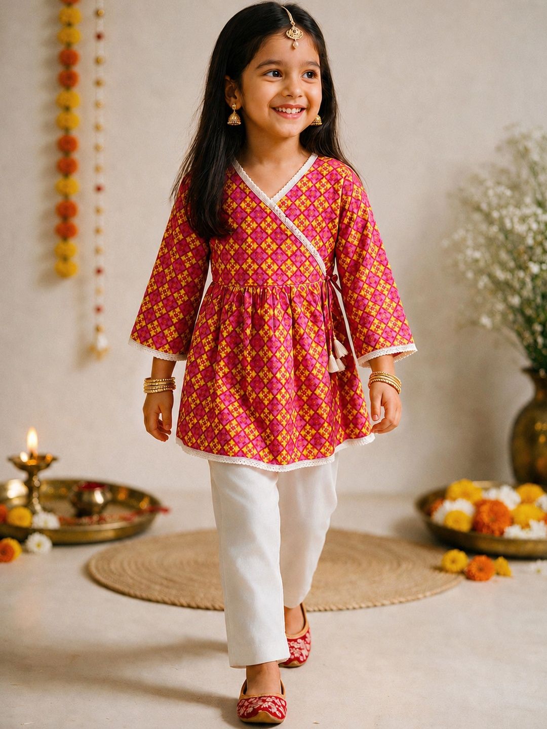 VASTRAMAY Girls Ethnic Motifs Printed Kurta-picture-31