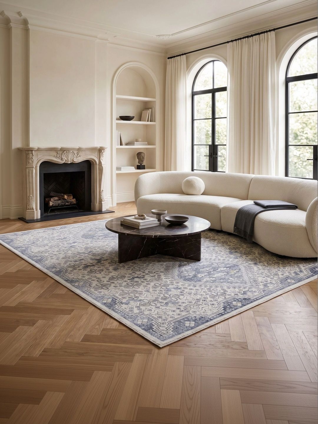 ASTERLANE Off White Traditional Polyester Carpet-picture-33