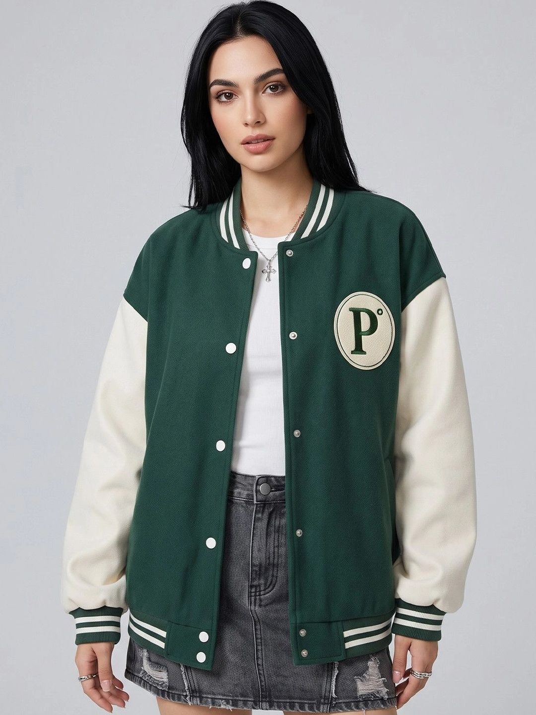 Suo Women Colourblocked Varsity Jacket-picture-17
