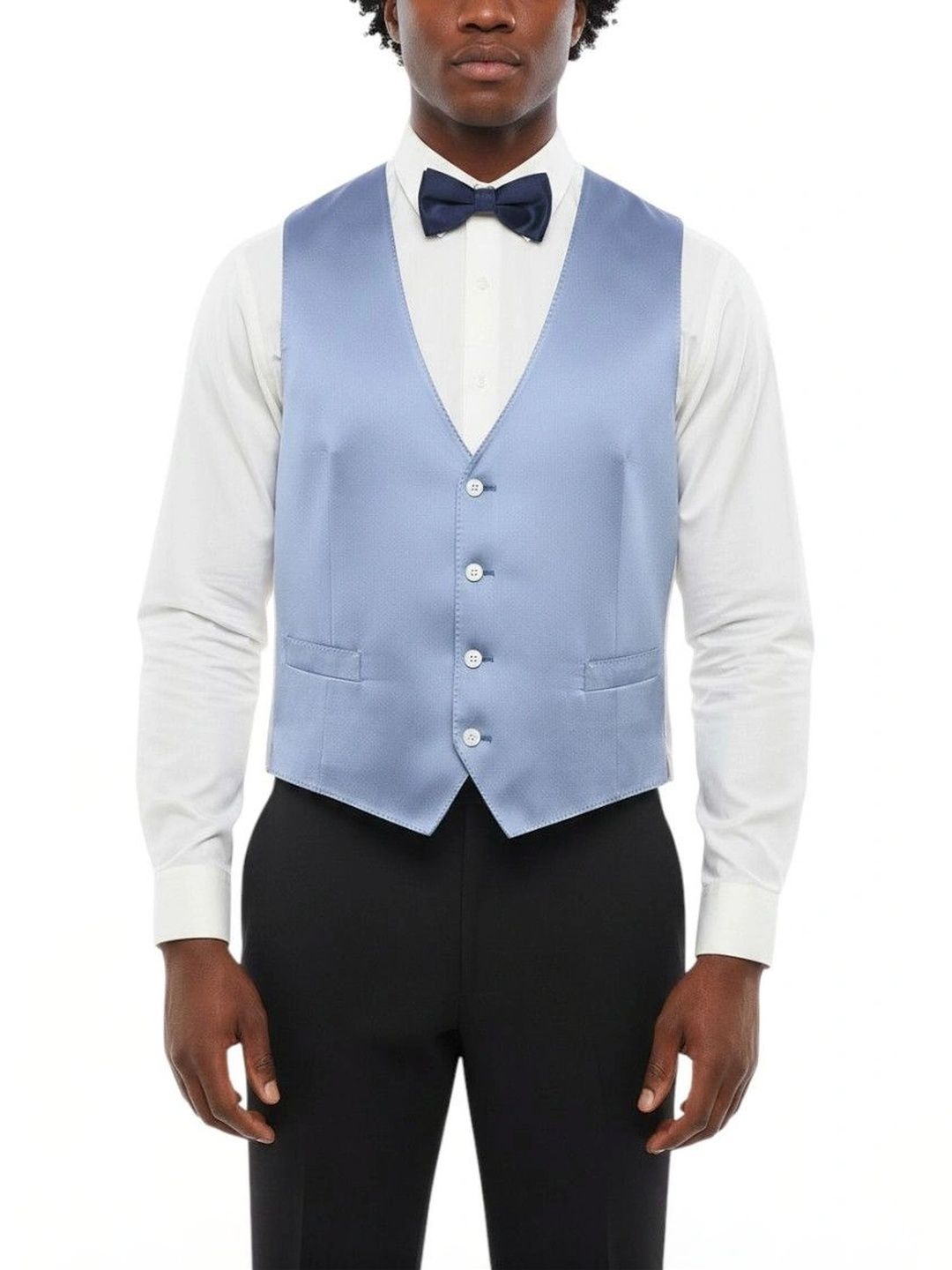 Corneliani Blue Solid V Neck Waistcoat-picture-39
