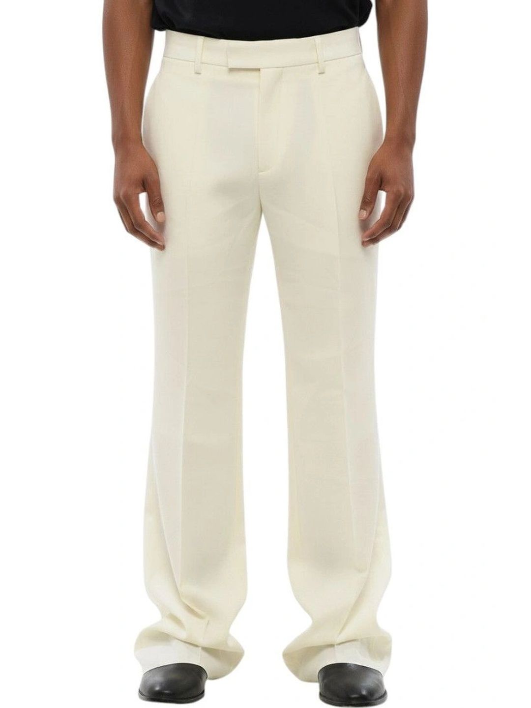 Off-White White Flared Flat Front Trousers-picture-27