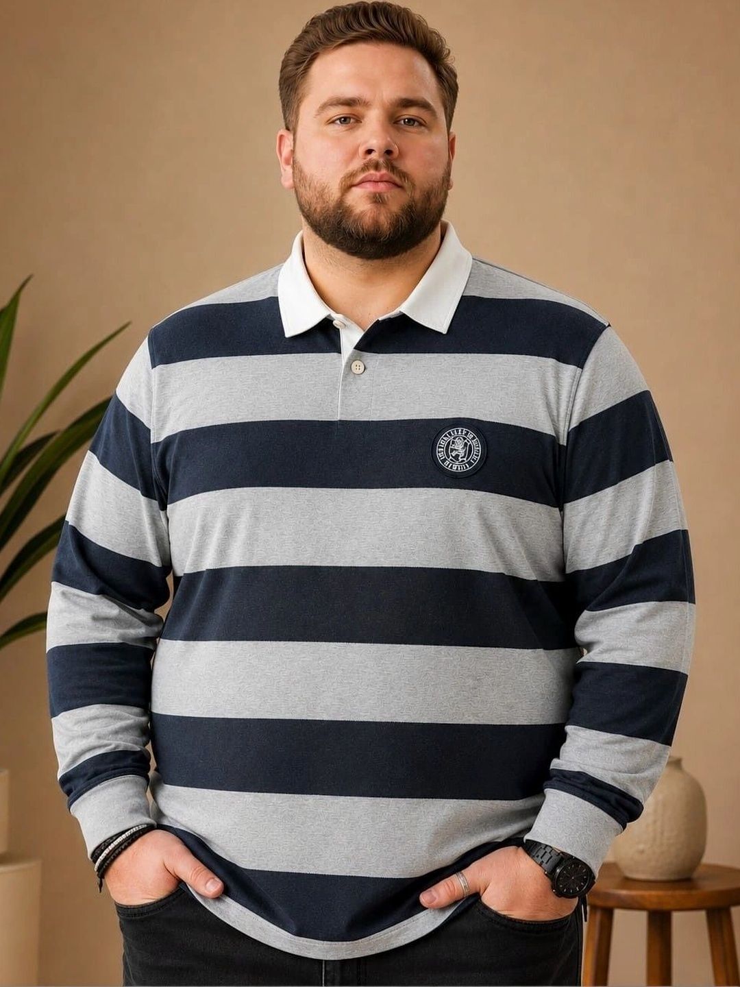 AUSTIVO Men Striped Polo Collar T-shirt-picture-32