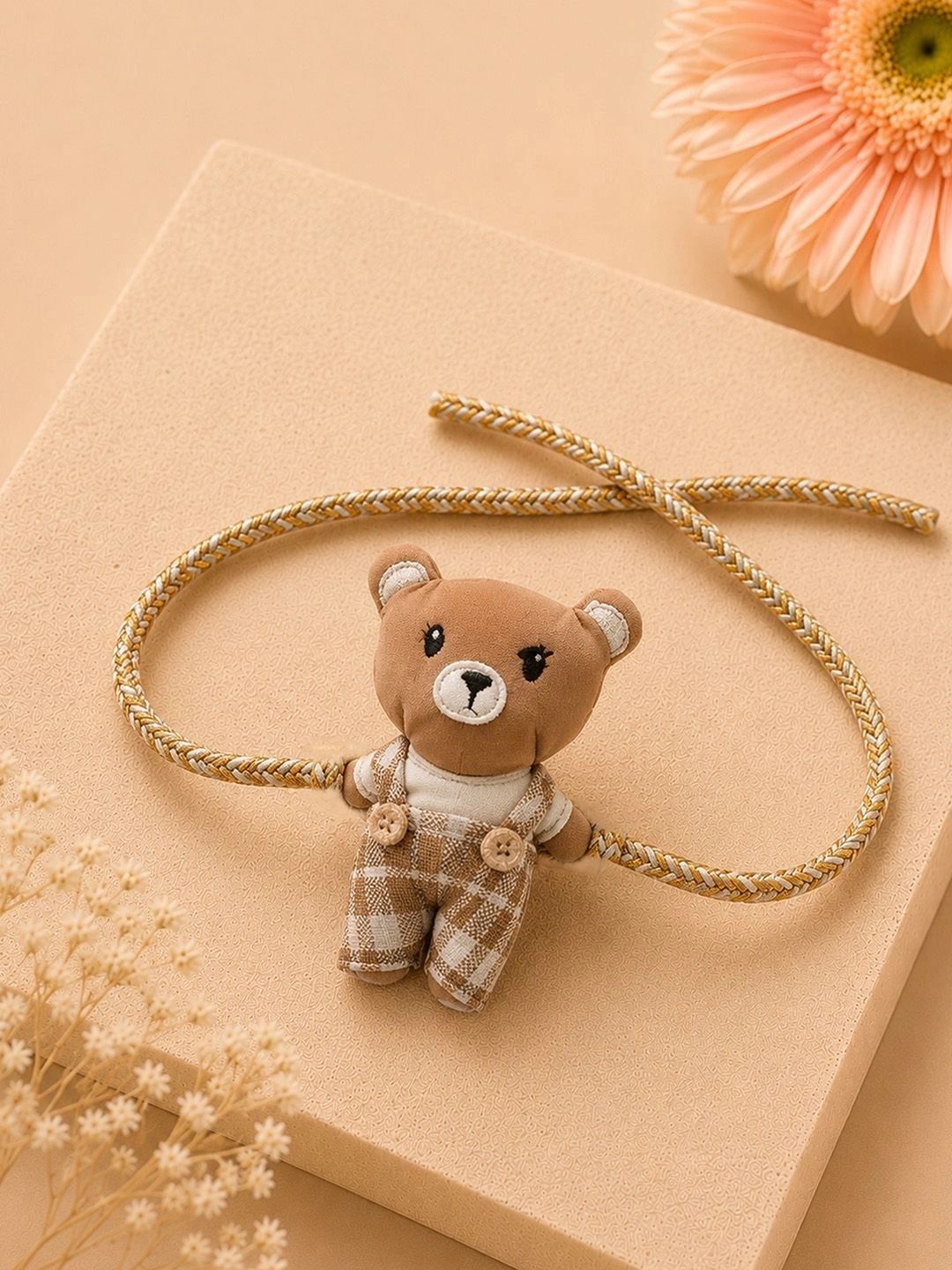 Little Surprise Box Kids Dual style Checks Teddy Bear Rakhi & Broach clip-picture-10