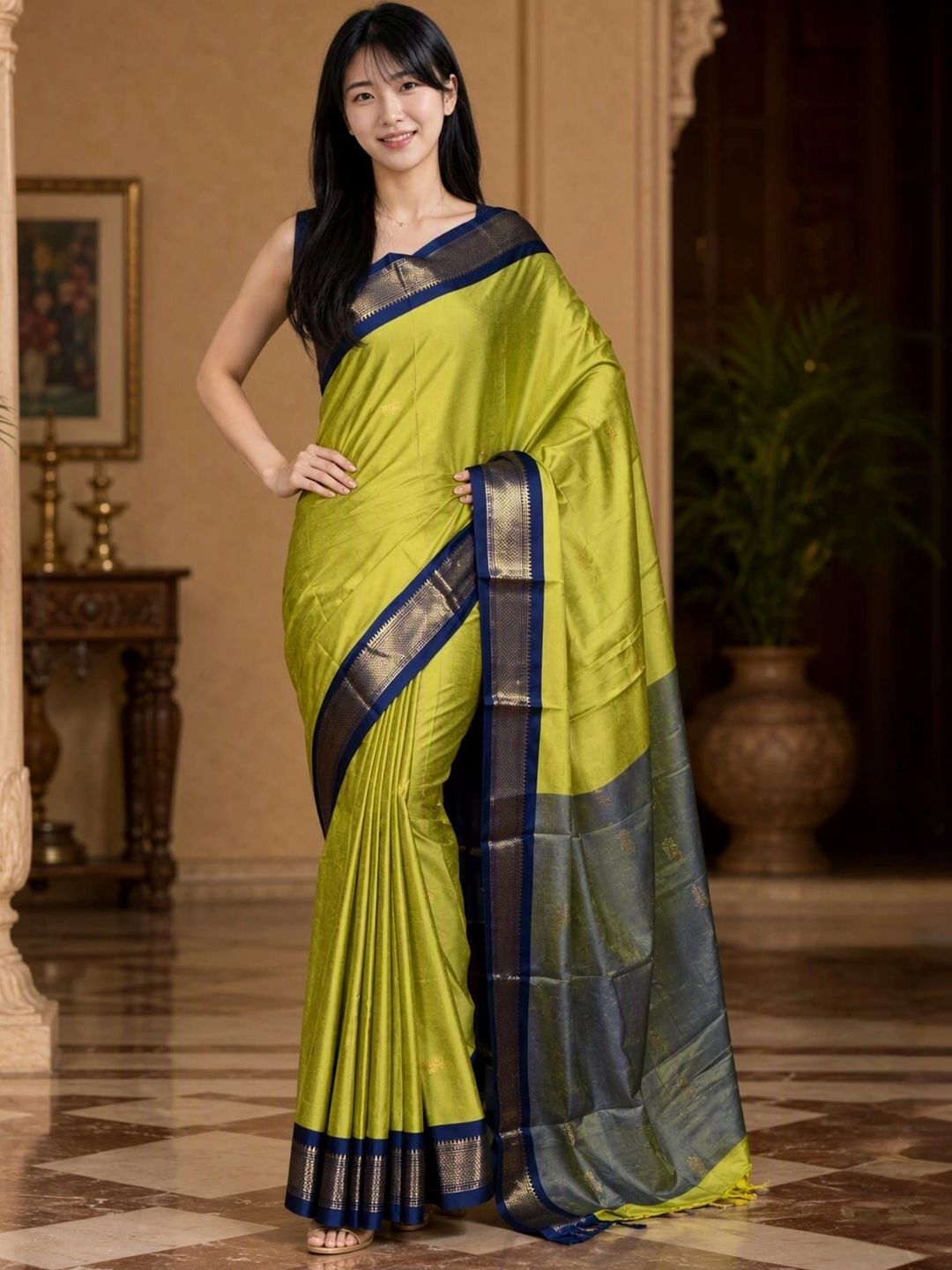all about you Zari Pure Cotton Kanjeevaram Saree