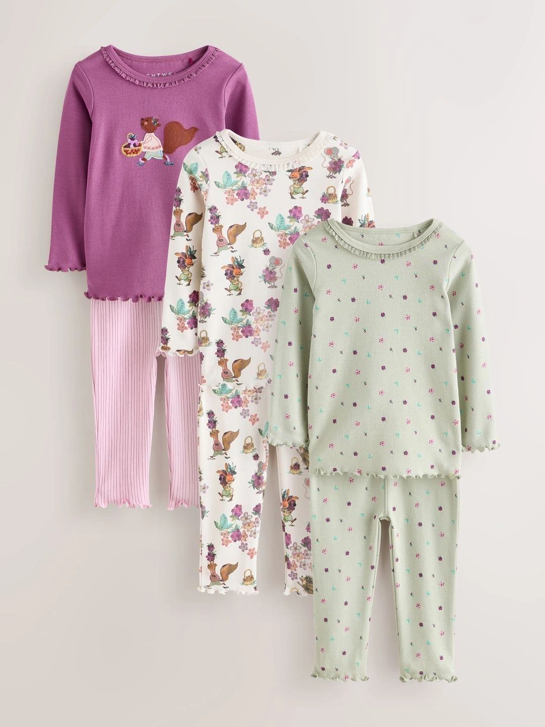 NEXT Girls Pack of 3 Printed Night suit-picture-10