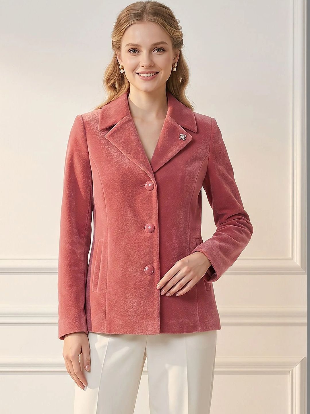 Chemistry Notched Lapel Women Single-Breasted Tailored Fit Casual Blazers-picture-26